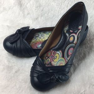 Born Navy Dark Blue Molly Leather Ballerina Flats
